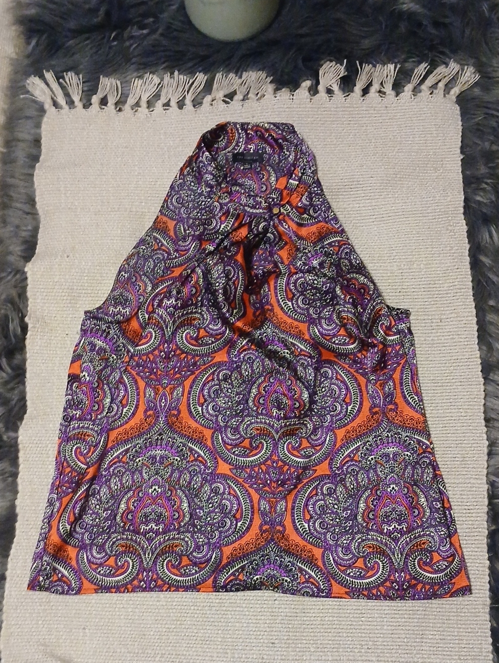 EUC The Limited Purple & Orange Paisley Halter